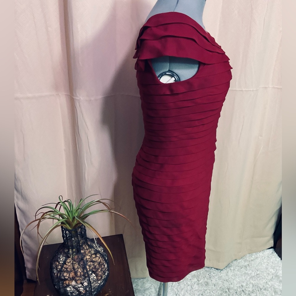 Adrianna Papell Burgundy Layered Dress - Picture 5 of 12
